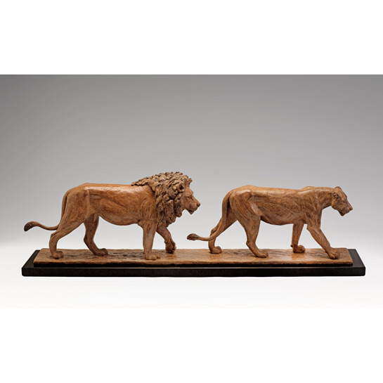 Nero and Pasha bronze lions statuette