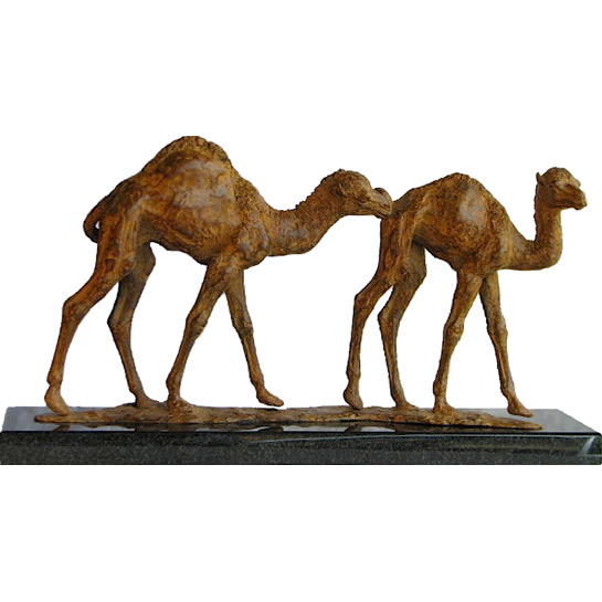 sculpture Baby camels Orphaned Bibianna with young friend