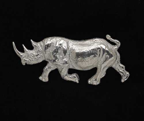 Black rhino ~ Silver brooch.